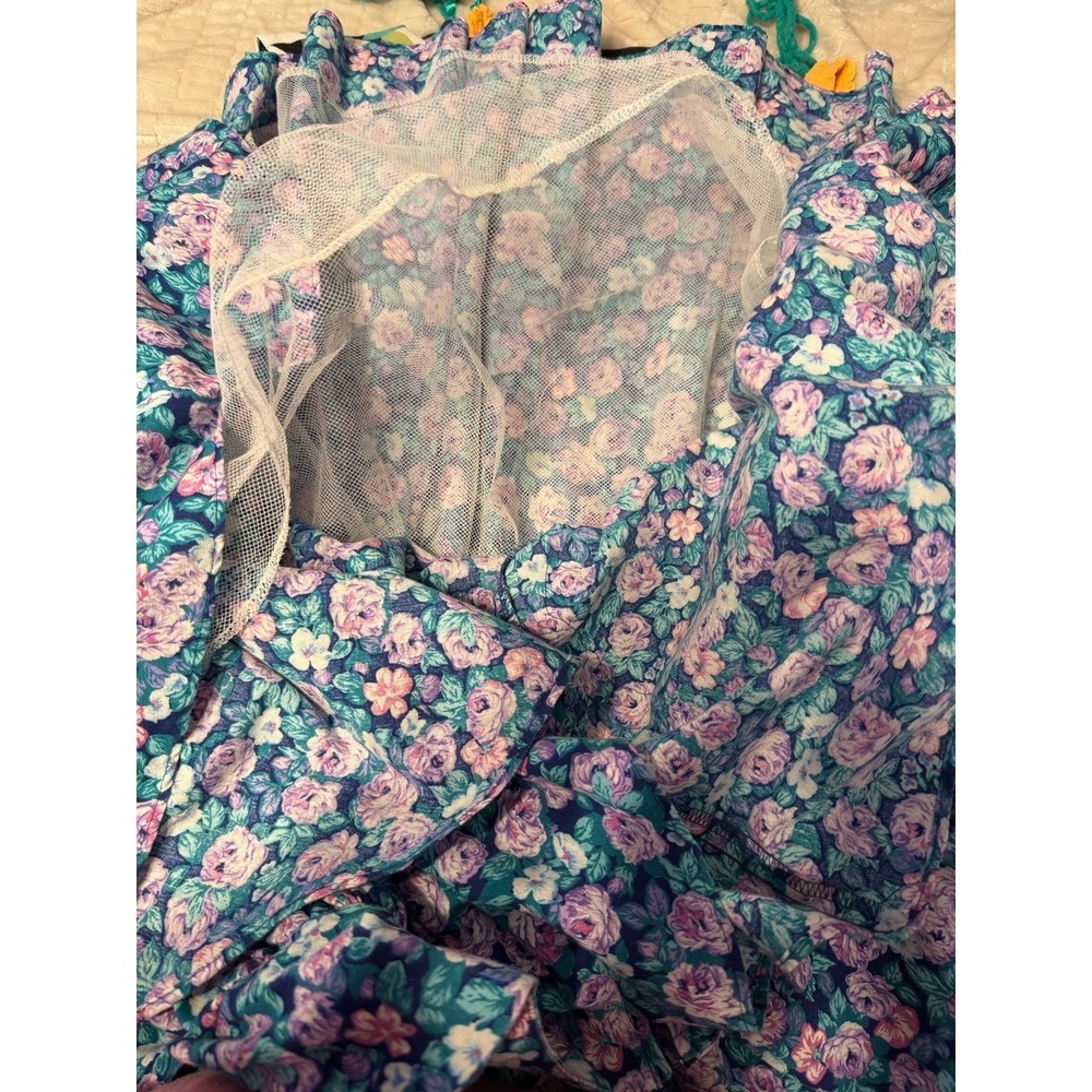 Glenfrey 90s Blue Floral Prairie Vintage Midi Cottagecore Puff Sleeve Dress 13 - Picture 12 of 14